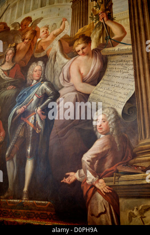 James Thornhill gemalt Hall Sir Christopher Wren King William Court London UK Stockfoto