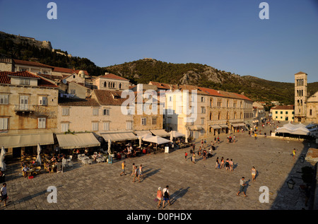 Kroatien, Dalmatien, Insel Hvar, Stadt Hvar, Stephansplatz Stockfoto