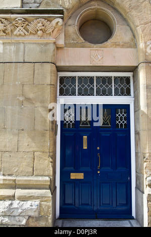 Eingang der Masonic Hall in Llandudno, Conway in Nord-Wales, Vereinigtes Königreich Stockfoto