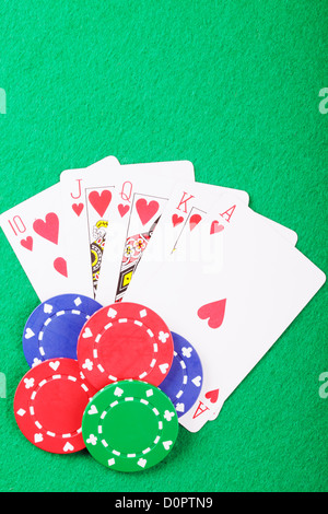 Pokerchips Royal flush Stockfoto