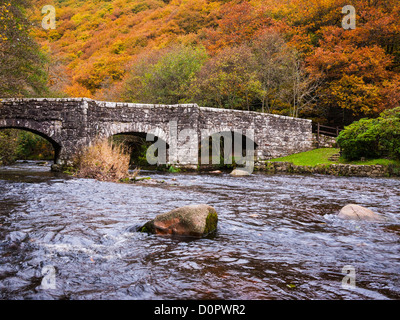 Fingle Bridge über den Fluß Teign, Dartmoor, England Stockfoto