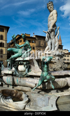 Brunnen von Neptun, Piazza della Signoria, Florenz, Toskana, Italien Stockfoto