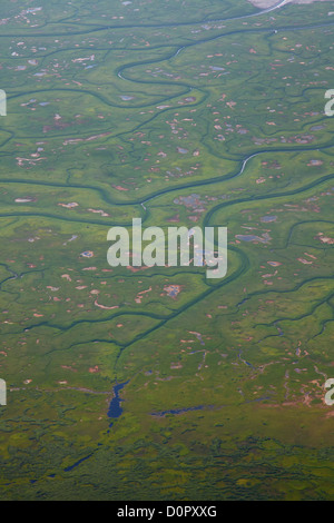 Luftaufnahme von Mustern entlang Cook Inlet, Alaska. Stockfoto