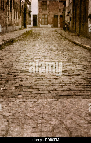 Blick entlang einer Straße nahe dem Zentrum von Brügge in Belgien Stockfoto