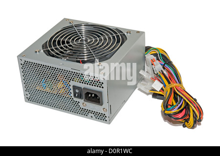 Das neue Computer-Netzteil isolierten auf weißen Hintergrund Stockfoto