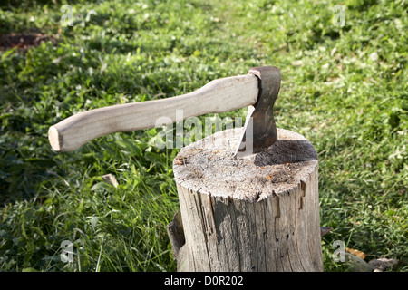 Axt mit Pack für Kabine Stockfoto