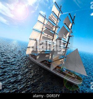 Segelschiff auf hoher See Stockfoto