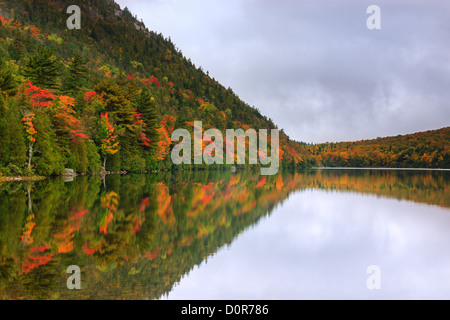 Mit Blick auf Blase Teich im Herbst Farben im Acadia National Park, Maine, USA. Stockfoto