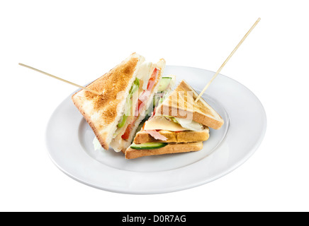 Zwei Sandwiches auf einem Teller Stockfoto