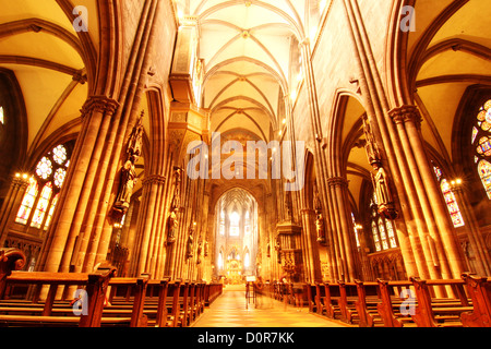 Innenraum der Freiburger Münster in Freiburg Im Breisgau, Deutschland, Europa. Stockfoto