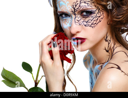 Modell mit skew bodyart Stockfoto