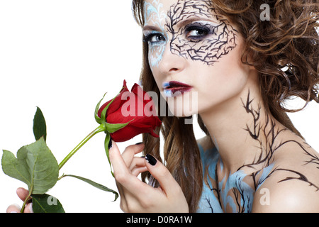 Modell mit skew bodyart Stockfoto