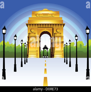 Laternen vor einem Krieg-Denkmal, India Gate, Neu Delhi, Indien Stockfoto