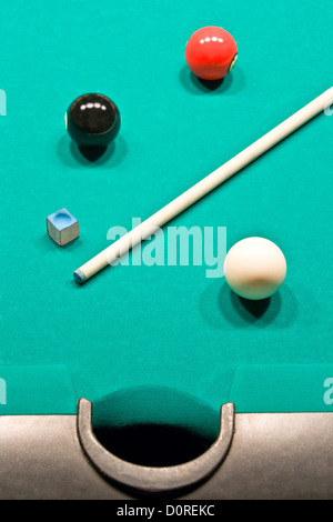 Tabelle für Spiel Billard Stockfoto