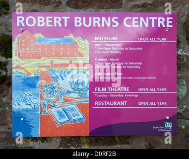 Schottland, Dumfries, Robert Burns Zentrum Zeichen Stockfoto