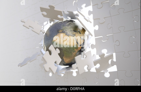 Eaarth Puzzle-Wand durchbrechen Stockfoto