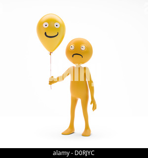 Charakter-Smiley-Holding-Ballons Stockfoto