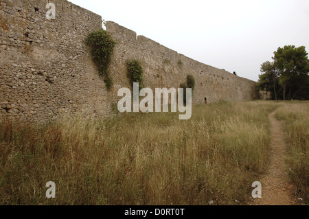 Griechenland. Pylos. Die Festung Niokastro. Begann im Jahre 1573 von den Osmanen gebaut. Wand. Stockfoto