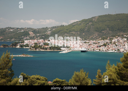 Skiathos Stadt, Skiathios, Sporaden Stockfoto