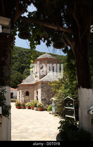 Blick auf Kloster Evangelistria, Skiathos, Griechenland Stockfoto