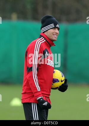 Wales, UK. Freitag, 30. November 2012 im Bild: Michu Re: Swansea City FC, Ausbildung an der Llandarcy Ausbildung Boden in Südwales. Stockfoto