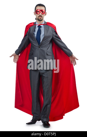 Superman auf dem weißen Hintergrund isoliert Stockfoto