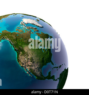 Realistischer Planetenerde mit natürlichem Wasser Stockfoto