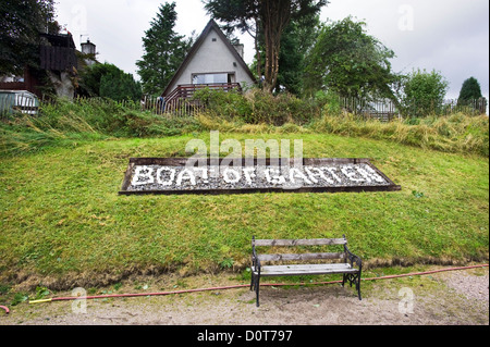 Boot der Garten-Station auf der Strathspey Railway, Schottisches Hochland, Schottland, Vereinigtes Königreich Großbritannien. Stockfoto