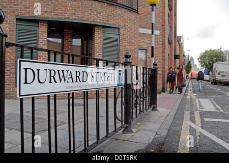 Durward Street, Tatort von Mary Ann Nichols, Jack the Ripper erste Opfer, Whitechapel, East London, UK. Stockfoto