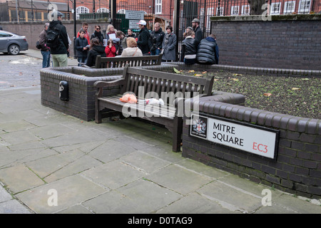 Mitre Square, Tatort von Catherine Eddowes, Jack the Ripper vierten Opfer, Whitechapel, East London, UK. (siehe Hinweise) Stockfoto