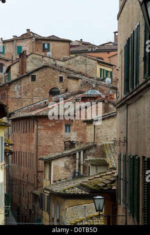 Blick auf die alte Stadt von Siena, Italien Stockfoto