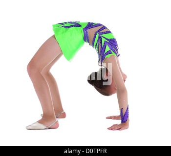 junge Turnerin Stand in Brücke stellen isoliert Stockfoto