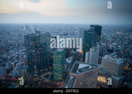Japan, Asien, Urlaub, Reisen, Tokyo, Stadt, Shinjuku, Westseite, Innenstadt, Skyline, Gebäude, Wolkenkratzer, Nacht, Stockfoto