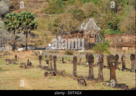 Laos, Asien, Wat Phu, Unesco, Welterbe, Palast, Spalten, Geschichte, Archäologie, Khmer Stockfoto