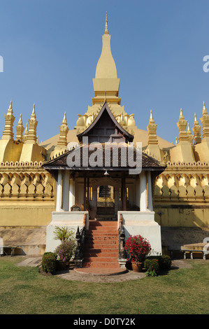 Laos, Vientiane, Pha, die Luang, Buddhismus, Stupa, Asien Tempel, Stockfoto