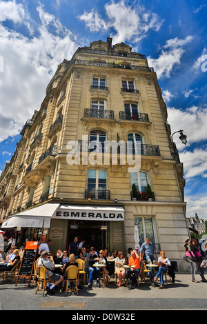 Frankreich, Europa, Reisen, Paris, Stadt, La Cite, Cafe, Terrasse, Architektur, Haus, außen, Touristen Stockfoto