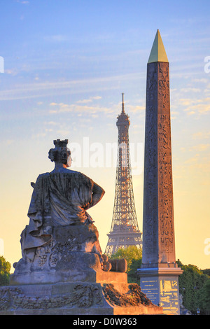 Frankreich, Europa, Reisen, Paris, Stadt, Concorde, Quadrat, Architektur, Kunst, künstlerische, Zentrum, zentral, Innenstadt, Eiffel, Luxor, Mo Stockfoto