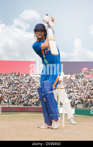 Cricket Batsman spielen einen Schlaganfall Stockfoto