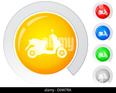 Kreis-Buttons mit Scooter. Vektor-Illustration. Stockfoto