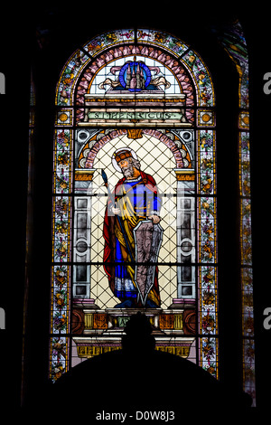 St. Henricus auf Glasfenster in der St Stephen Basilica in Budapest, Ungarn. Stockfoto