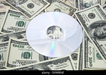 Geld und CD-ROM Stockfoto