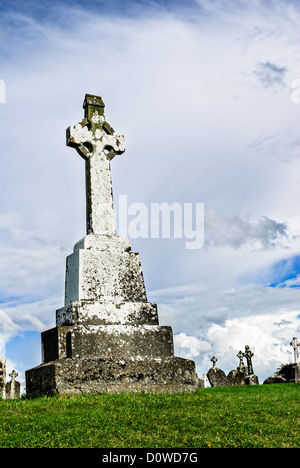 Keltische irische hohe Kreuz an Clonmacnoise, Irland Stockfoto