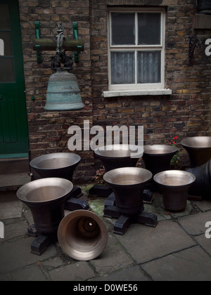 Glocken in der whitechapel Glockengießerei. Stockfoto