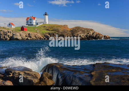 Die Nubble Leuchtturm an der Ost-Küste von Maine. Stockfoto