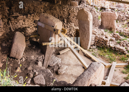 Archäologische Seite von Göbekli Tepe, den ältesten bekannten menschengemachten religiöse Struktur. Sanliurfa, Südosten der Türkei Stockfoto