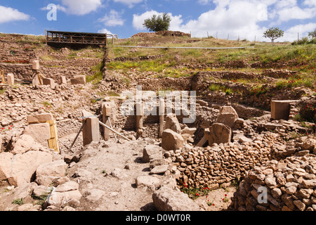 Archäologische Seite von Göbekli Tepe, den ältesten bekannten menschengemachten religiöse Struktur. Sanliurfa, Südosten der Türkei Stockfoto