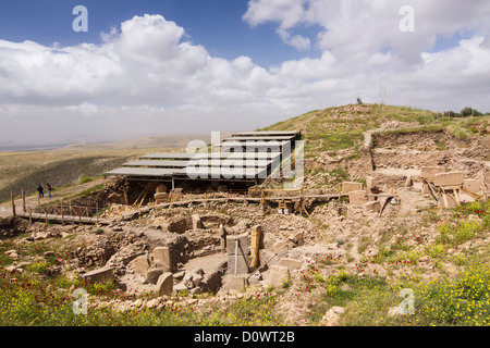 Archäologische Seite von Göbekli Tepe, den ältesten bekannten menschengemachten religiöse Struktur. Sanliurfa, Südosten der Türkei Stockfoto