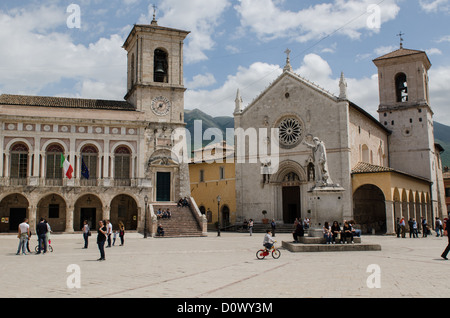 Piazza San Benedetto, Norcia, Umbrien Stockfoto