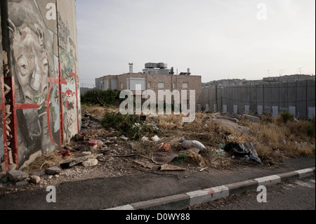 Die Trennmauer in der West Bank Teilen der jüdischen und palästinensischen Bevölkerung, Westjordanland, Palästina. Stockfoto