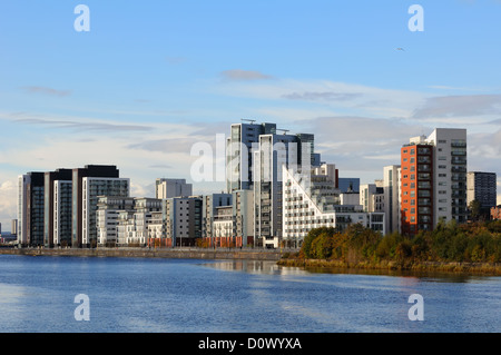 Schrittweise Entwicklung von Glasgow Riverside Hafen regeneration Projekt, Schottland, Großbritannien Stockfoto